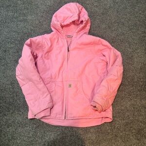 Carhartt Jacket Girls Pink Parka Sherpa Fleece Lined Canvas Hooded Solid Logo
